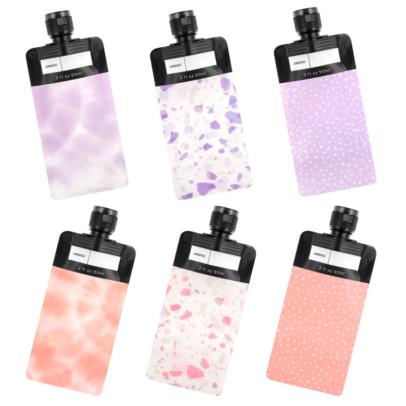 Dimeho 6 Pcs Travel Pouches for Toiletries, 3 oz Travel Size Containers Leak Proof Empty Squeeze Pouches TSA Approved Refillable Travel Bottles for Liquids Shampoo Conditioner Pouch Travel Accessories - Image 1